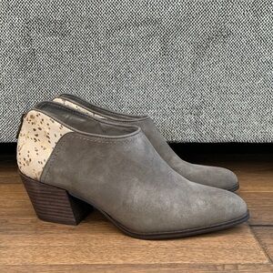 Lucky Brand Gray Ankle Booties with Patterned Heel
